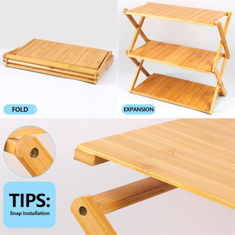 Multifunctional Shelf Storage Organizer Installation-free shelving Bamboo Shoe Rack for Livingroom