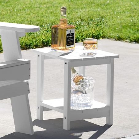 Modern Living Room Furniture White Side Table Wood Coffee And End Table For Patio Pool Porch