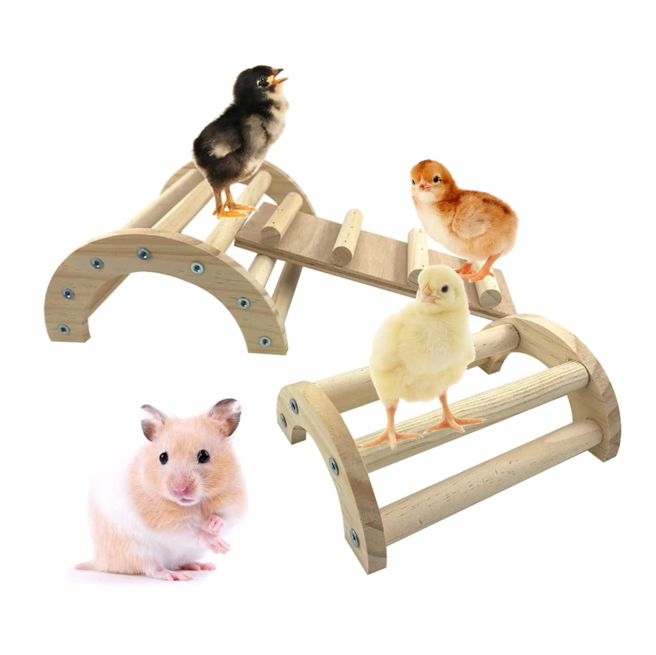 Hen Roost Toys Swings Brackets 3 In 1 Chick Jungle Gym Wooden Arch Bridge Platform Stand Ladder