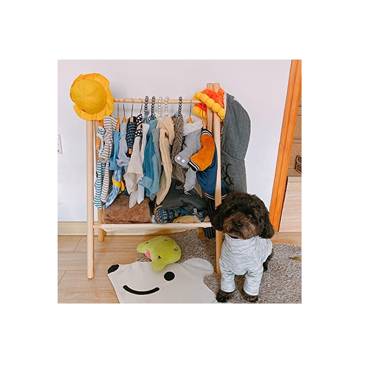 New design classic clothes organizer floorstanding pets baby clothes rack wood