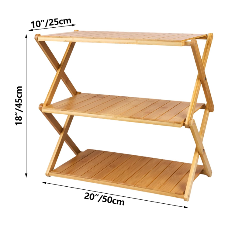 Multifunctional Shelf Storage Organizer Installation-free shelving Bamboo Shoe Rack for Livingroom