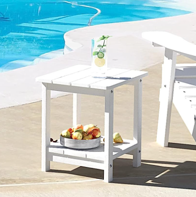 Modern Living Room Furniture White Side Table Wood Coffee And End Table For Patio Pool Porch