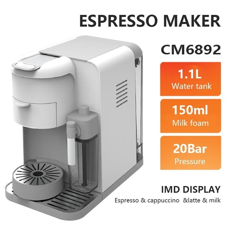 Espresso Cappuccino Coffee Machine with Milk Box for Home Hot Sale 2 in 1 Electric White Cappuccino Maker Capuchino Machine 500