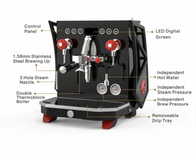 Coffee Maker 15 Bar Commercial Espresso Coffee Machine Professional Semi-automatic Stainless Steel Electric Molino De Cafe 2L