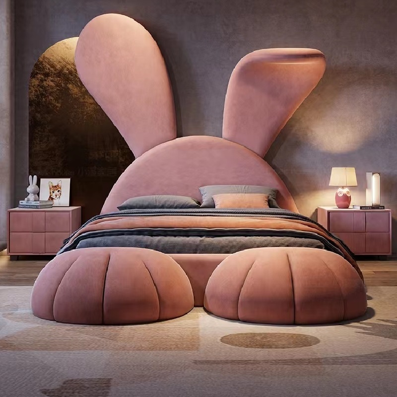 new design Pink Rabbit single bed Children bedroom furniture bed princess kids child girl bed