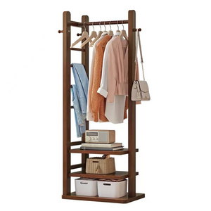 Bedroom Floor Clothes Rack Household Indoor Balcony Small Vertical Solid Wood Coat Rack Clothes Rack