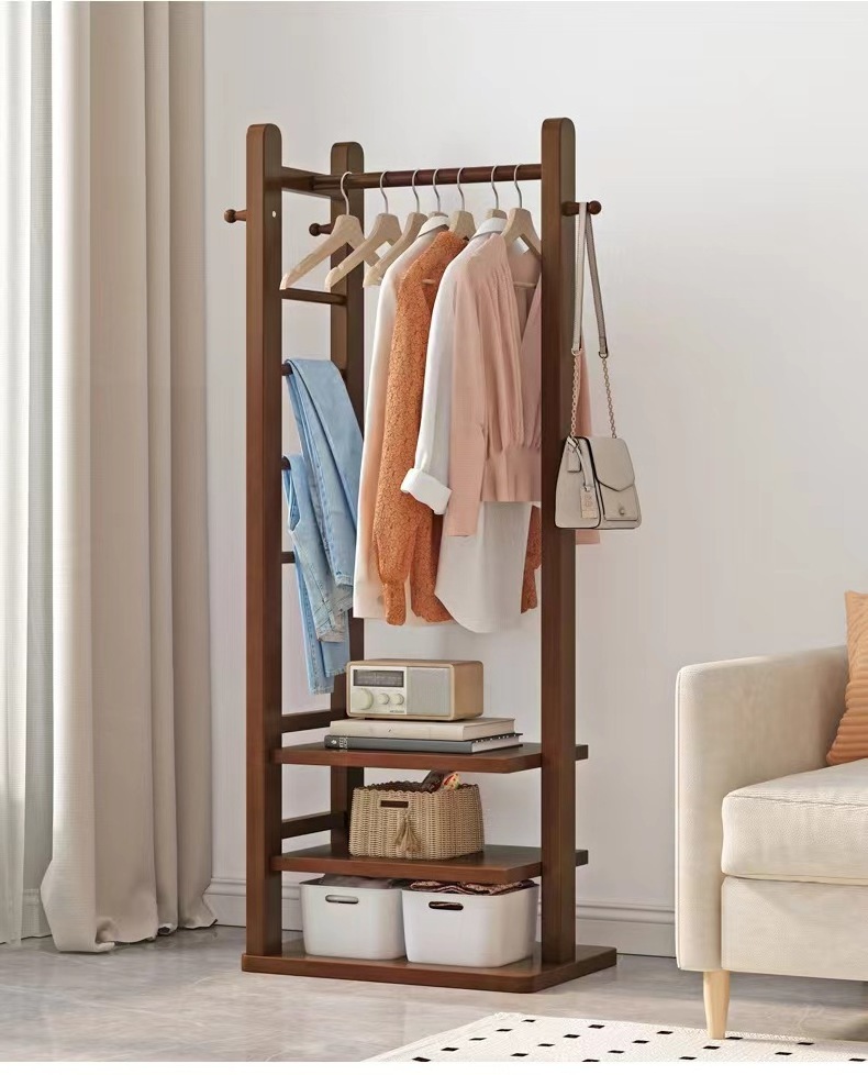 Bedroom Floor Clothes Rack Household Indoor Balcony Small Vertical Solid Wood Coat Rack Clothes Rack