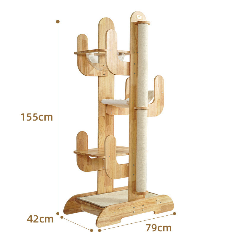 Modern Solid Wood Cat Ceiling Tree Tower Large Cats Indoor Wall Play Furniture with Scratching Design