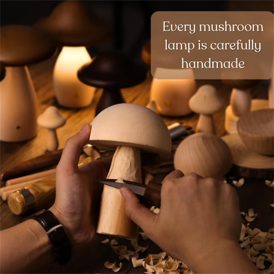 Wooden Mushroom Lamp  Mushroom cloud lamp Light Decor for Gifts  mushroom lamp table