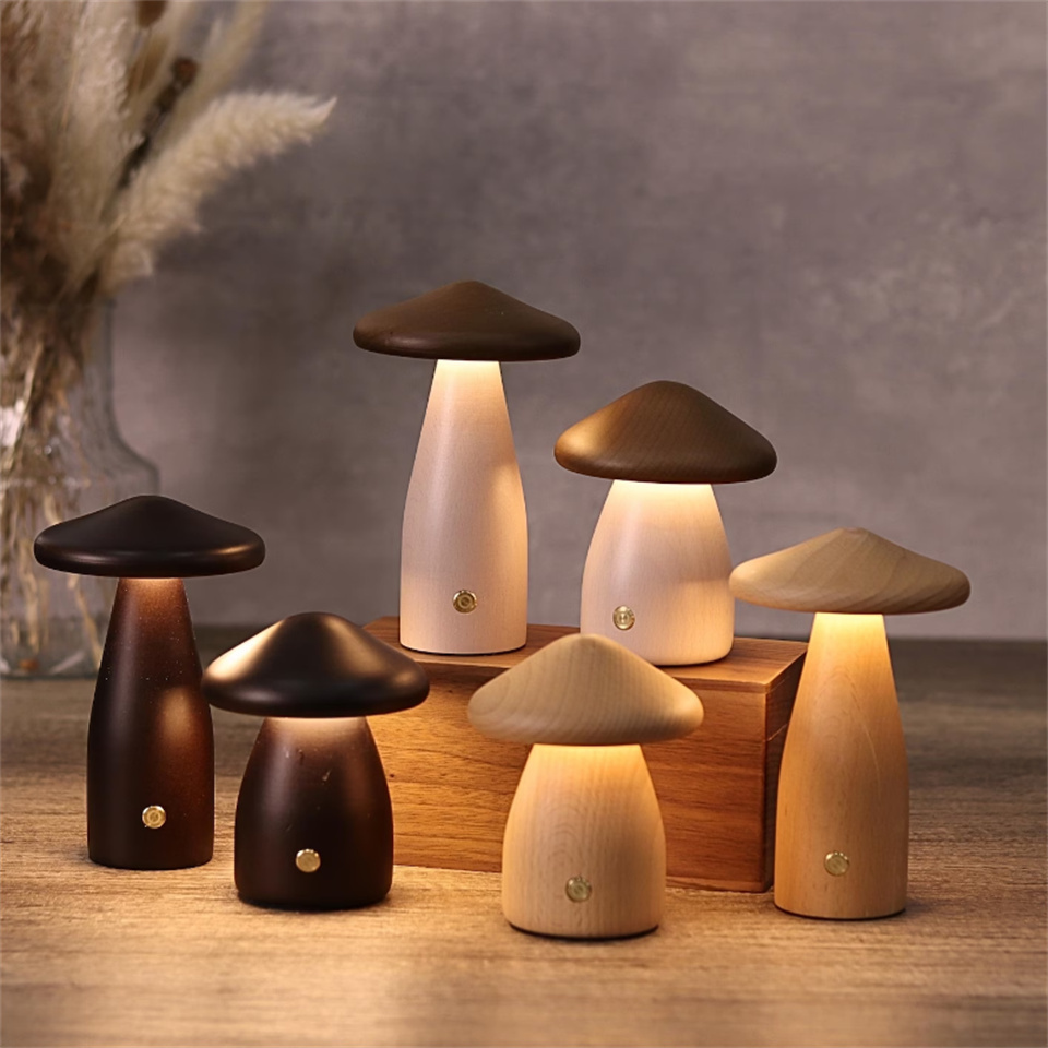 Wooden Mushroom Lamp  Mushroom cloud lamp Light Decor for Gifts  mushroom lamp table