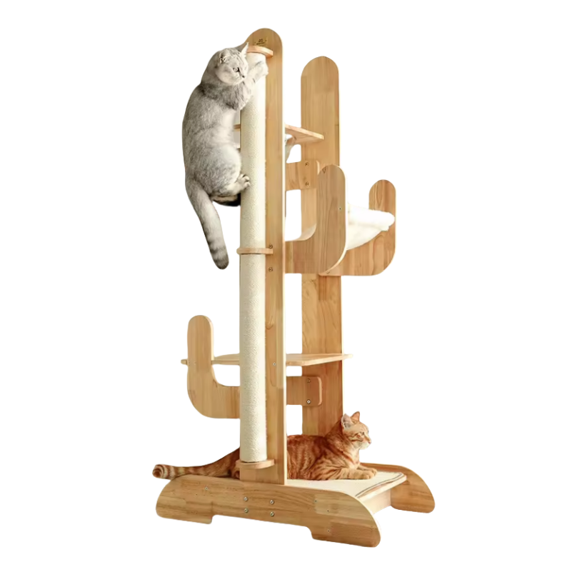 Modern Solid Wood Cat Ceiling Tree Tower Large Cats Indoor Wall Play Furniture with Scratching Design