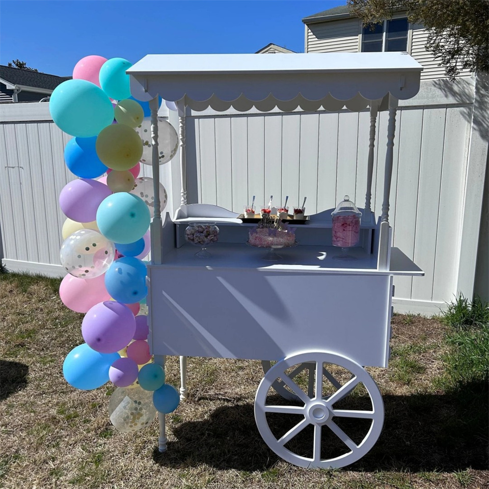 Wooden Candy Cart Wheels Wedding Backdrop Easter Party Balloons Decoration Christmas Baby Showers Birthdays Children Display