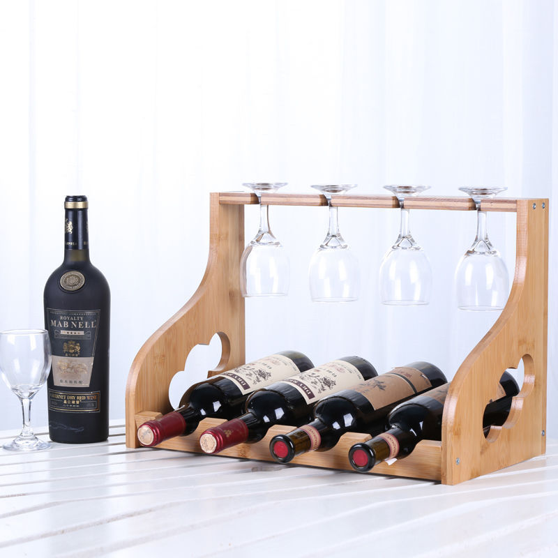 European Home Decor Creative Bamboo Red Wine Rack Small Direct Wholesale from Manufacturer Storage Shelves & Units