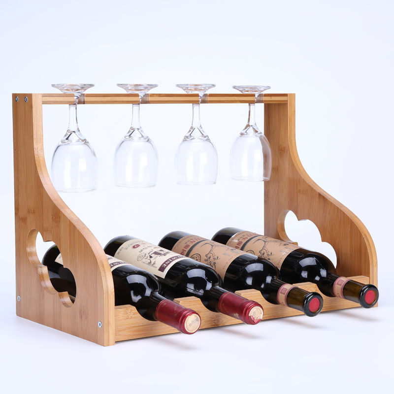 European Home Decor Creative Bamboo Red Wine Rack Small Direct Wholesale from Manufacturer Storage Shelves & Units