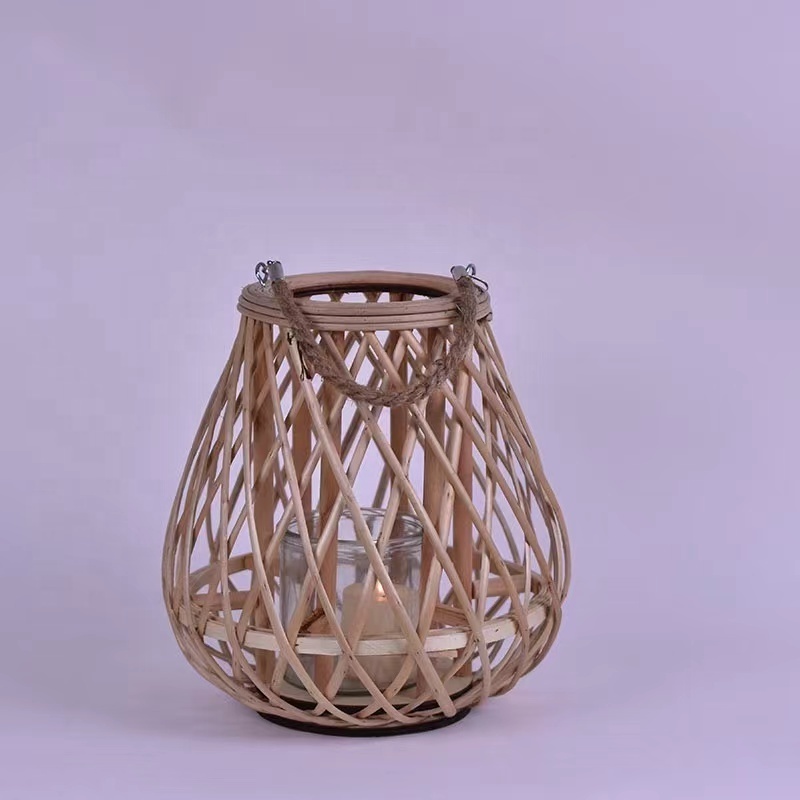 Factory customize Gourd shape wood holders lanterns & candle jars with Electronic candle for wedding camping decorative