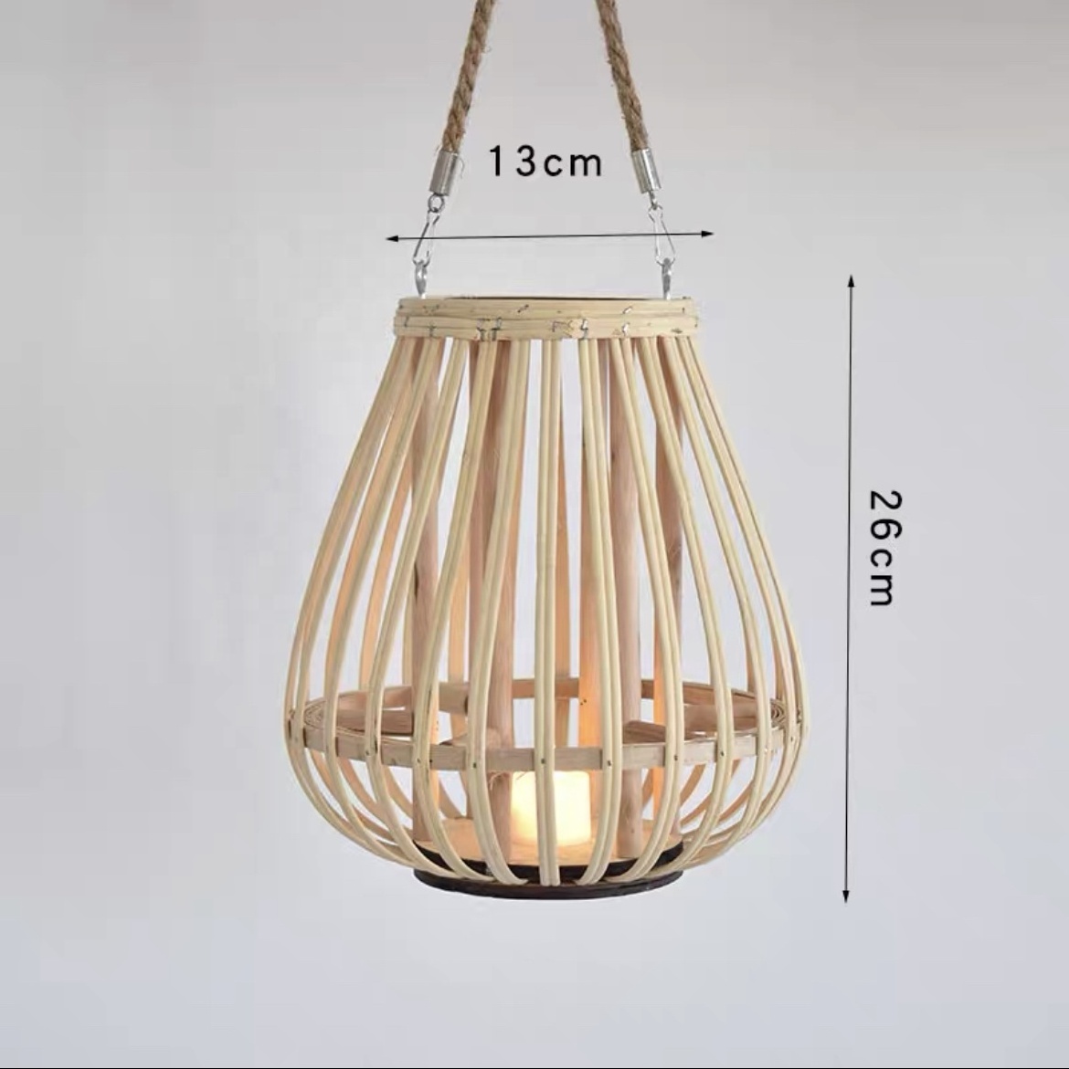 Factory customize Gourd shape wood holders lanterns & candle jars with Electronic candle for wedding camping decorative