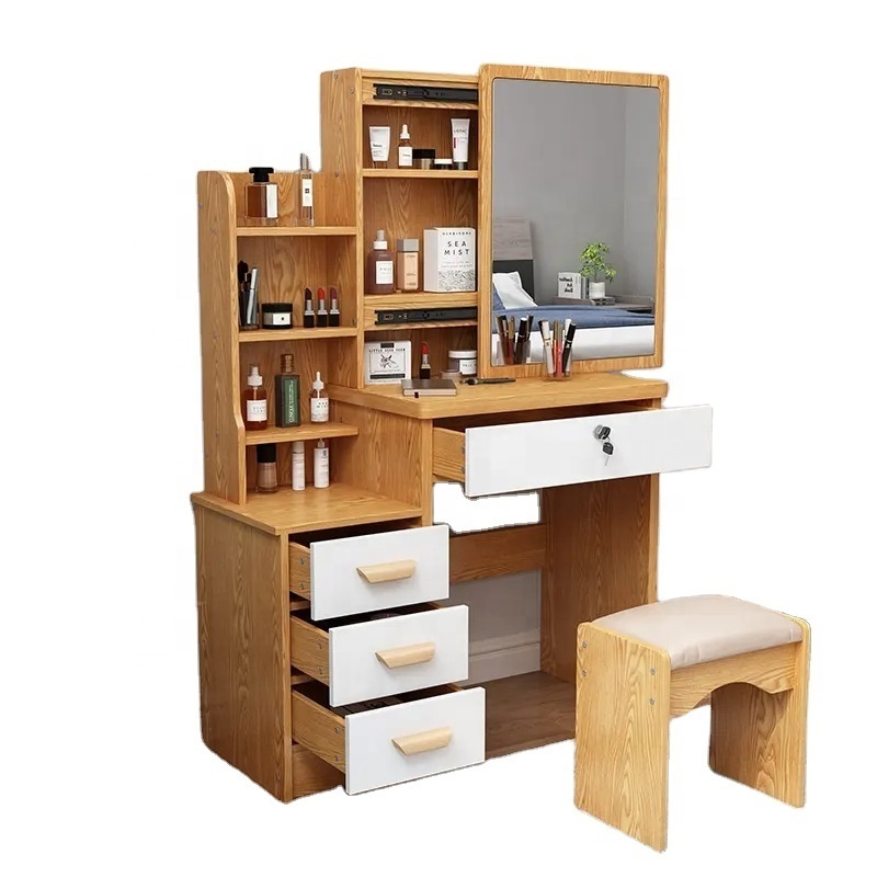 Factory Price European DrawersStorage Bedroom Furniture Nordic White Vanity Makeup Dressing Table With Mirror And Stoo