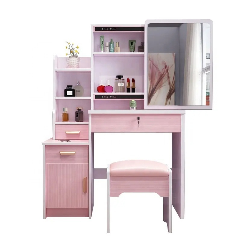 Factory Price European DrawersStorage Bedroom Furniture Nordic White Vanity Makeup Dressing Table With Mirror And Stoo