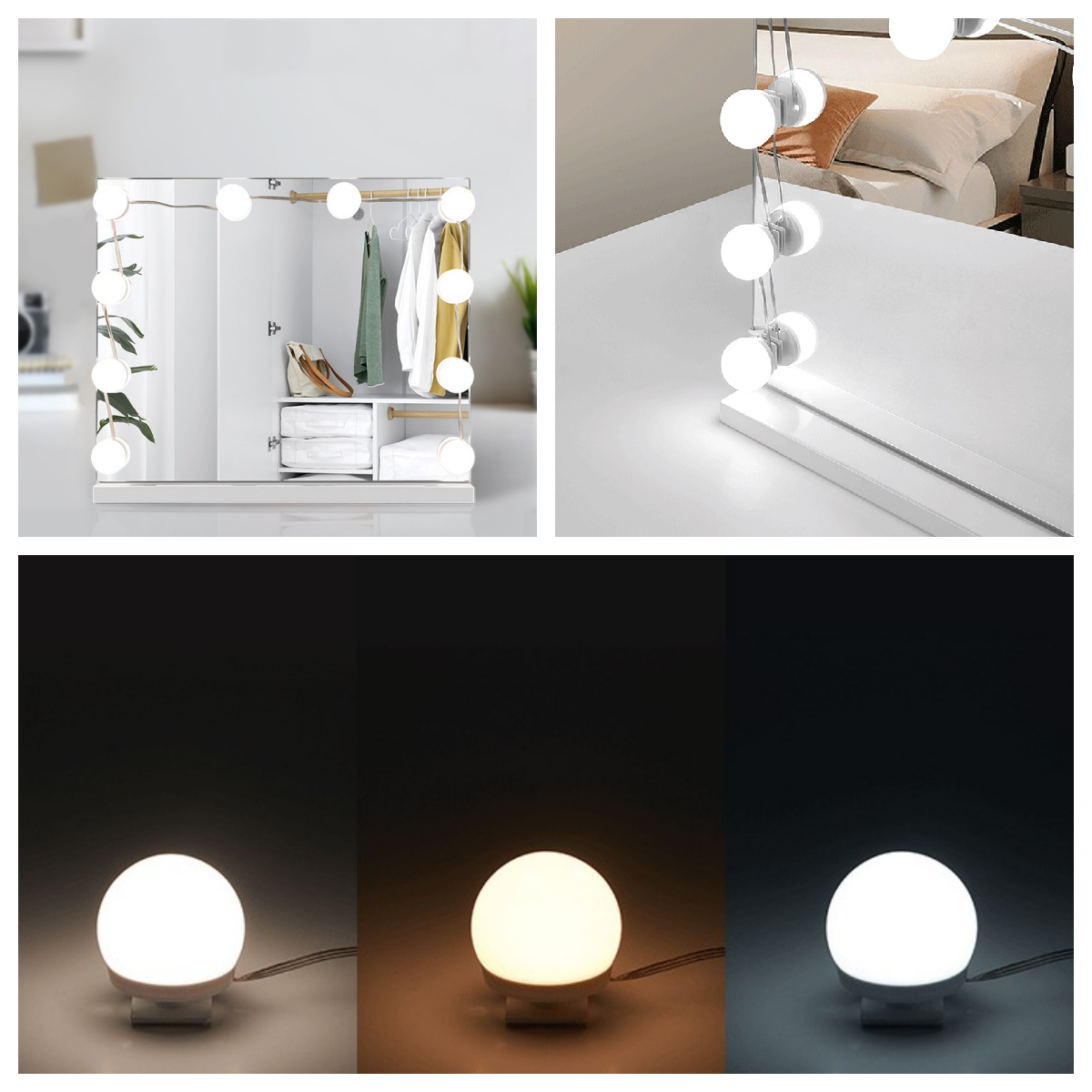 New 10bulbs LED Makeup Mirror Front Light Bulb Hollywood Led Makeup Mirror Light Bulb 3 Colors Mirror Light Bulb Led