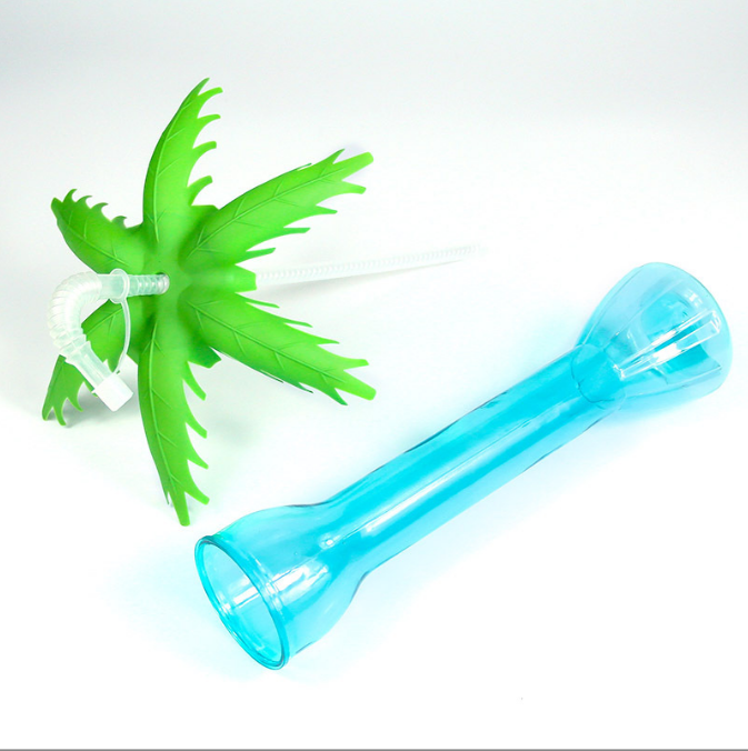 Palm Tree Luau Yard Party Cups with Straw PP Plastic Cold Drinks Margaritas Frozen Drinks Fun Drinks for Kids Parties