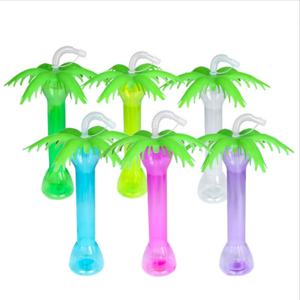 Palm Tree Luau Yard Party Cups with Straw PP Plastic Cold Drinks Margaritas Frozen Drinks Fun Drinks for Kids Parties