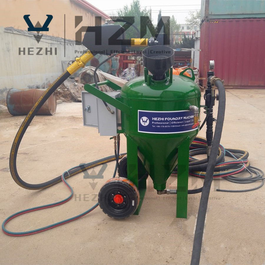 Portable dustless water wet Sand Blasting Machine, Sand Blaster Pot with mobile wheel