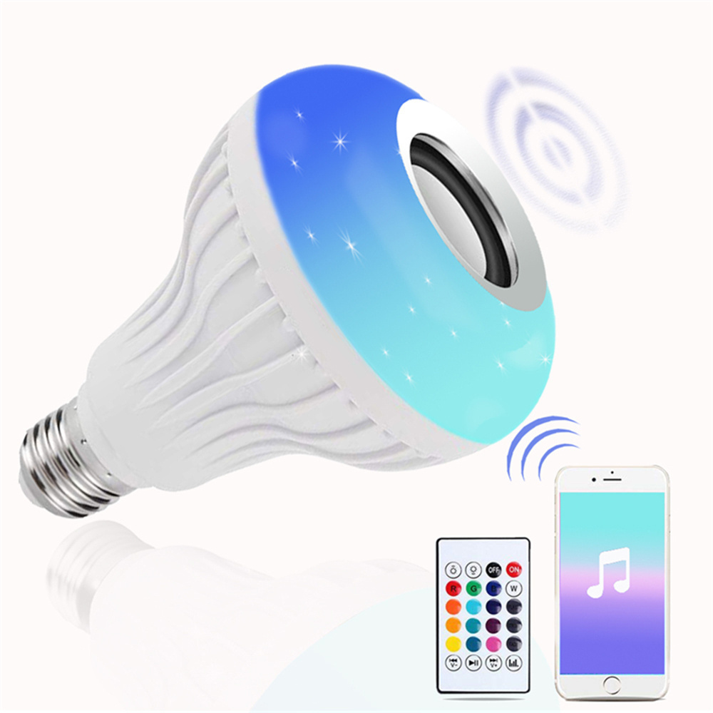 RGB E27 B22 remote control Led flashing flame bulb intelligent mushroom light speaker Bluetooth connection Led bulb