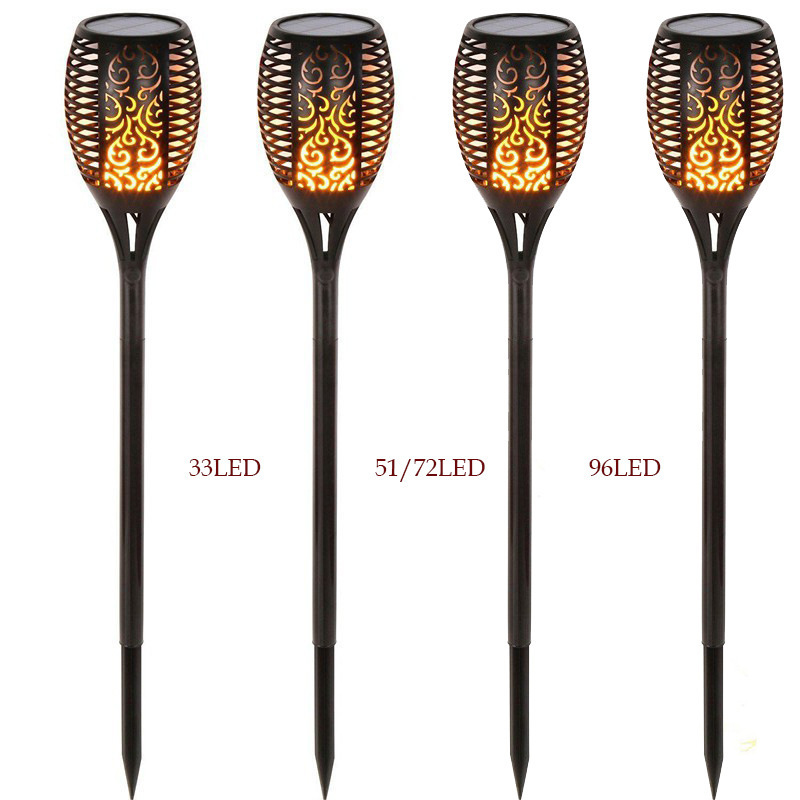 96LED Solar Tiki Torches Flame Lights Dance Fire Mini Solar Powered Outdoor Garden Path Torch Stake Lamps