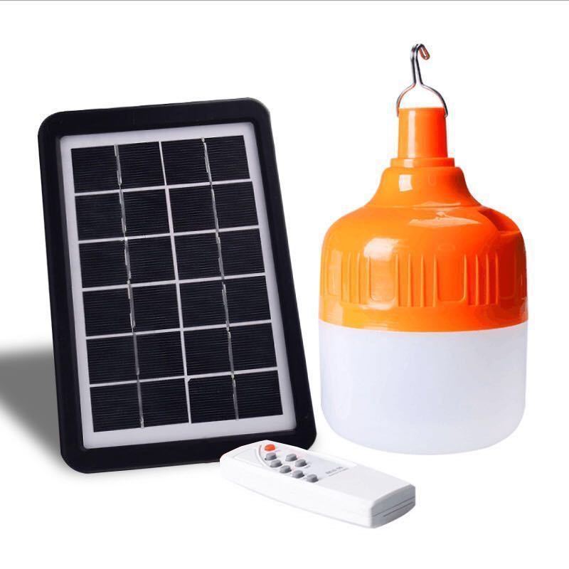 White light remote control usb rechargeable solar panel lighting adjustable switch control solar camping emergency bulb