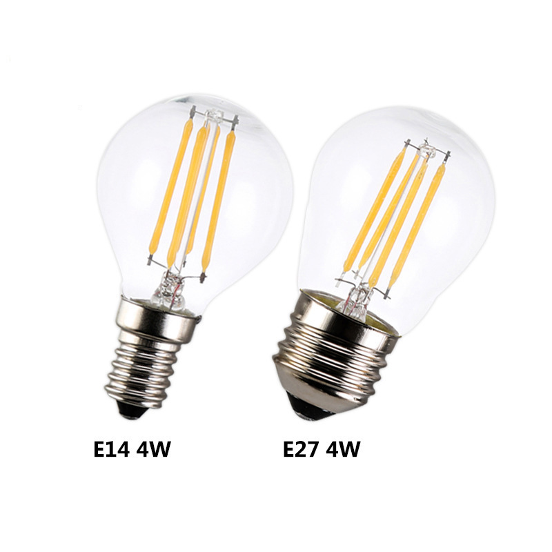 Chandelier bulb candle tail pulling 380lm high brightness 4w C35 G45 tungsten filament led light bulbs 360 degree luminescence