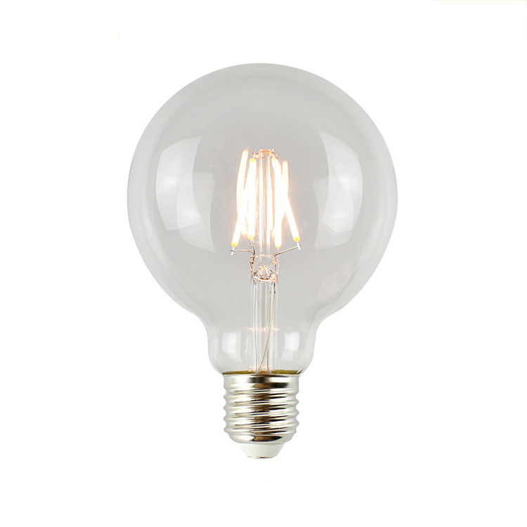 Energy saving power saving low price LED bulb E27 screw high lumen full power ultra bright transparent 10w G95 led filament bulb