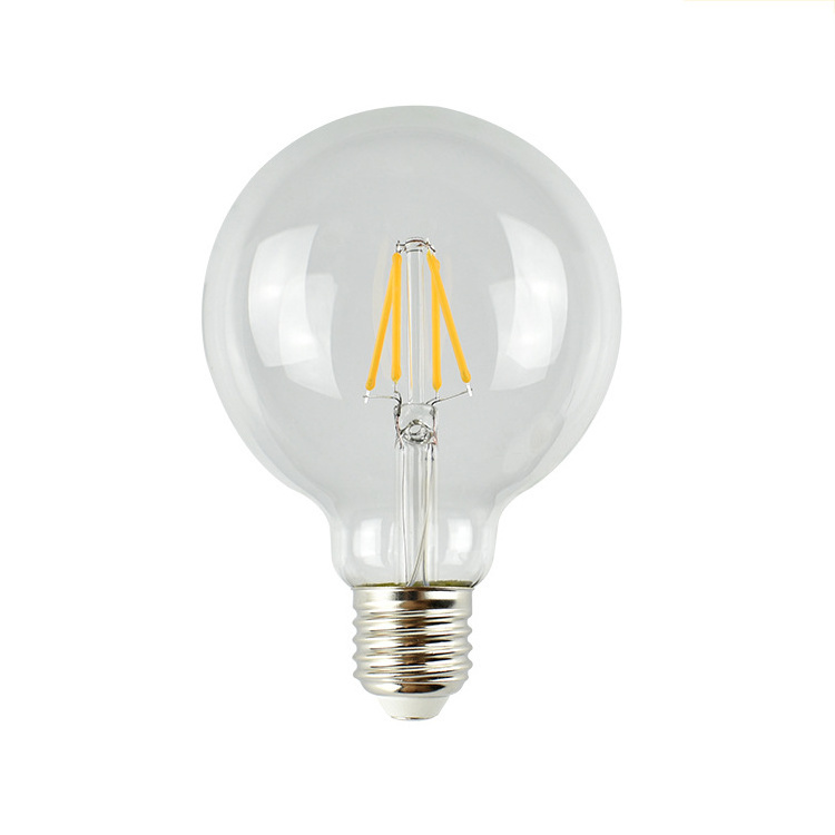 Energy saving power saving low price LED bulb E27 screw high lumen full power ultra bright transparent 10w G95 led filament bulb