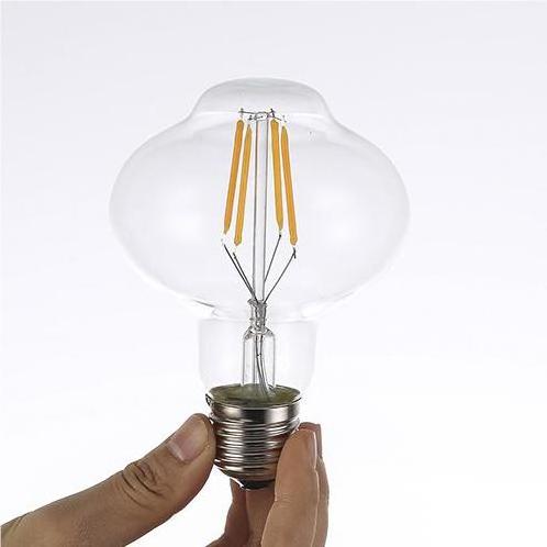 Glass transparent special shaped lamp LED light source 4w 400lm chandelier replacement bulb E27 candle filament lantern bulb