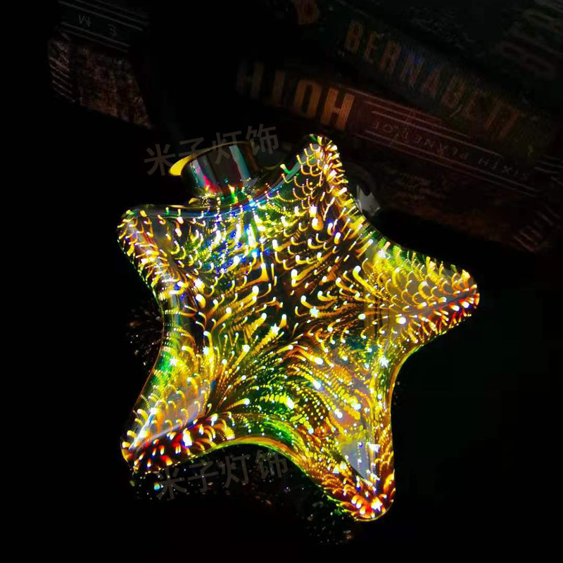 Low energy consumption 4w five pointed star fireworks bar e27 energy saving lighting bulbs decorative bulbs 3D LED colorful