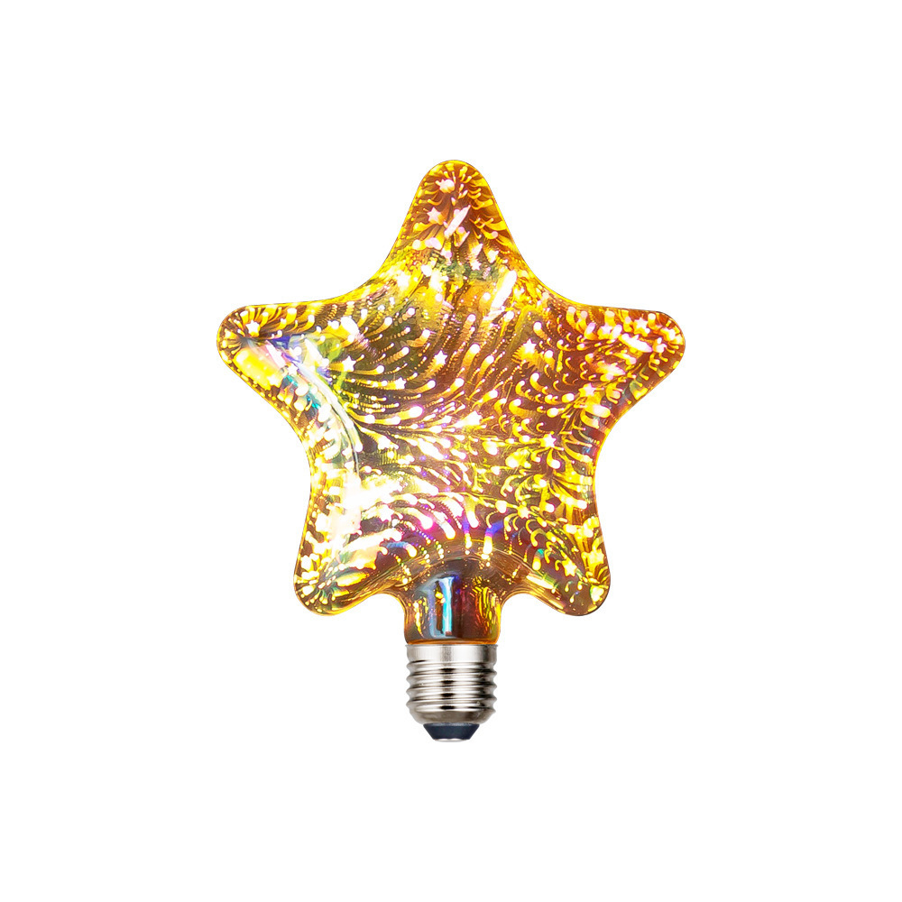 Low energy consumption 4w five pointed star fireworks bar e27 energy saving lighting bulbs decorative bulbs 3D LED colorful