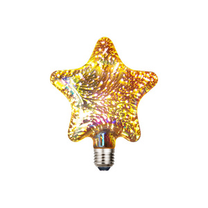 Low energy consumption 4w five pointed star fireworks bar e27 energy saving lighting bulbs decorative bulbs 3D LED colorful