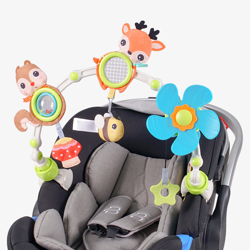 Baby Infant Hand Bell Rattles Hanging Bed Safety Seat Rabbit Music Plush Toys Multifunction Stroller Toy