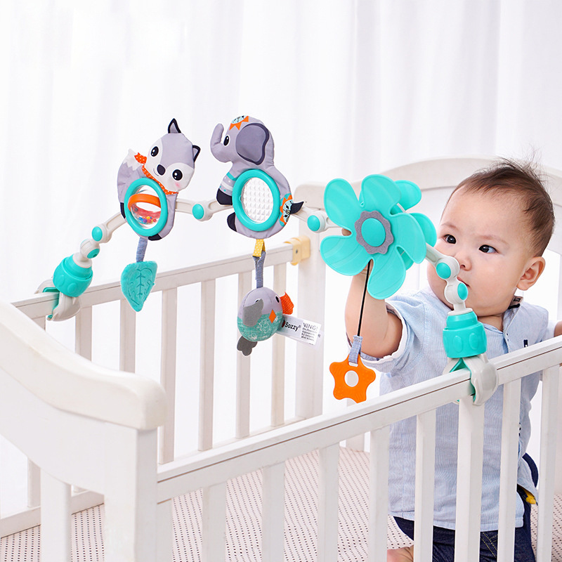 Baby Infant Hand Bell Rattles Hanging Bed Safety Seat Rabbit Music Plush Toys Multifunction Stroller Toy