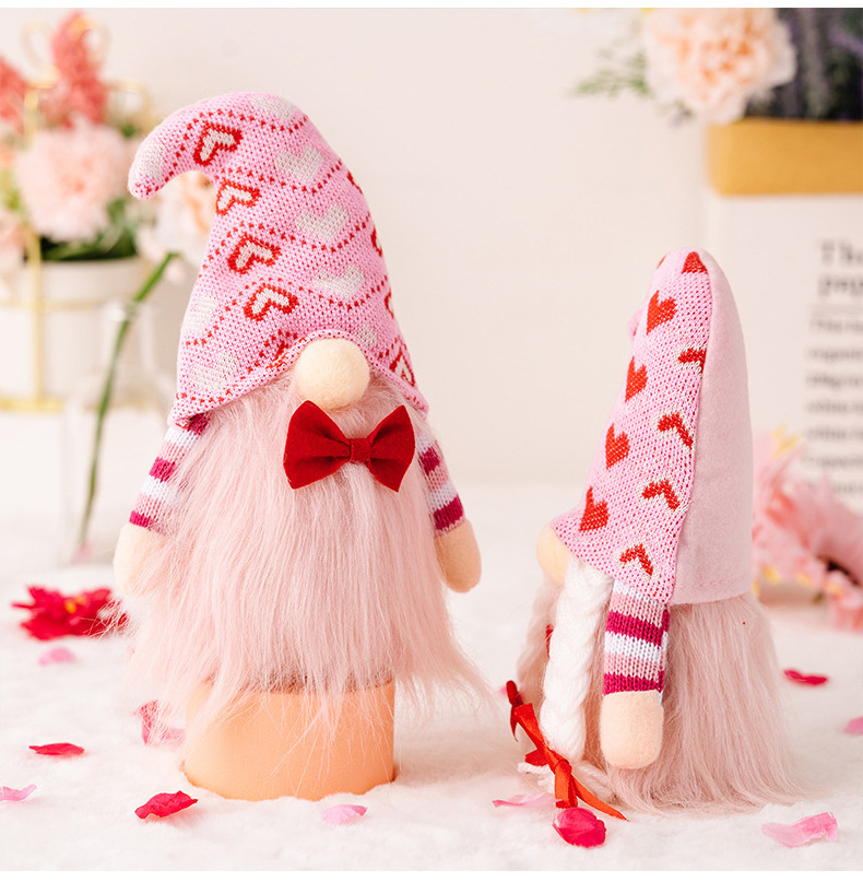 Pink Love Faceless Gnomes Plush Valentine Heart Doll Decoration Anime Plush Toys Rudolph And Me Ornament