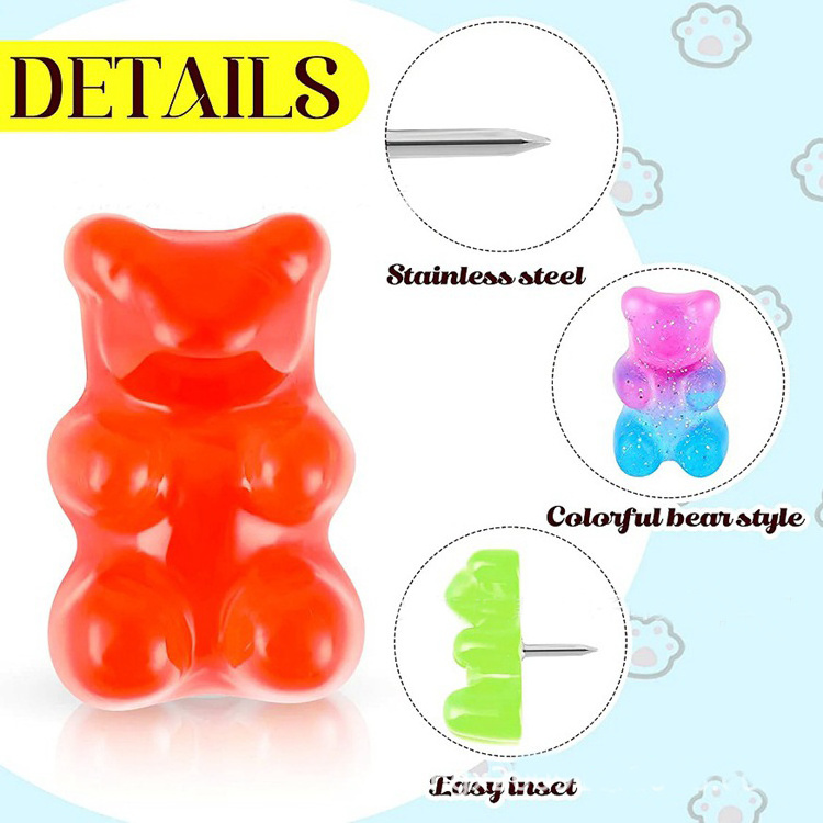 30pcs Cute Little Bear Thumbtack Push Pins for Notice Board Cork Board Paper Photo Wall Studs Pins