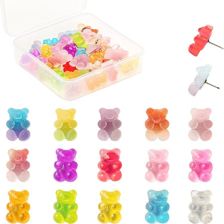 30pcs Cute Little Bear Thumbtack Push Pins for Notice Board Cork Board Paper Photo Wall Studs Pins