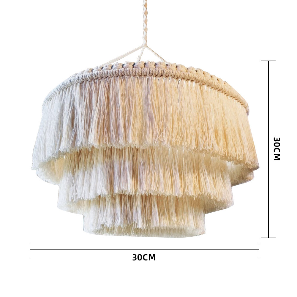 Boho Macrame Woven Tapestry Lampshade Home Decor Ceiling Pendant Light with Hanging Lamp Cover