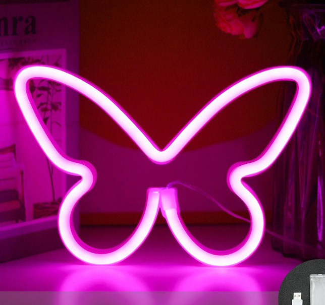 3AA Battery Operated USB LED Wall Neon Light Acrylic Butterfly Decor for Birthday Party Christmas Wedding