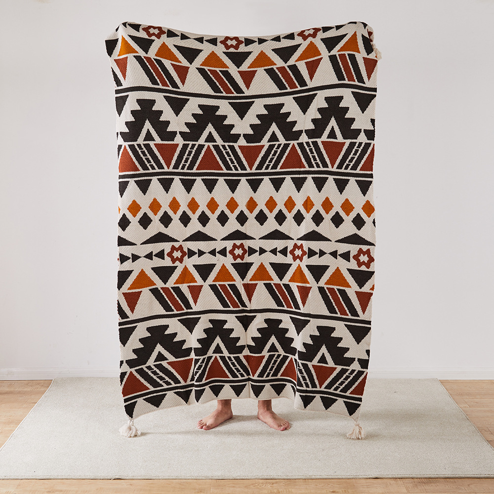 Summer Bohemian Sofa Aztec Throw Blankets Couch Bed Knitted Blanket Comfortable Swaddle Blanket 50x60 inches