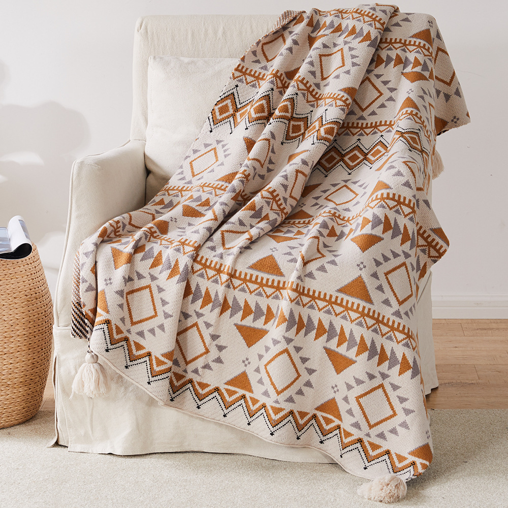 Summer Bohemian Sofa Aztec Throw Blankets Couch Bed Knitted Blanket Comfortable Swaddle Blanket 50x60 inches