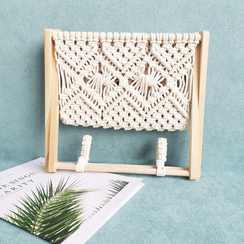 Macrame Boho Magazine Rack Holder Boho Shelves Decor for Towel Books Newspapers