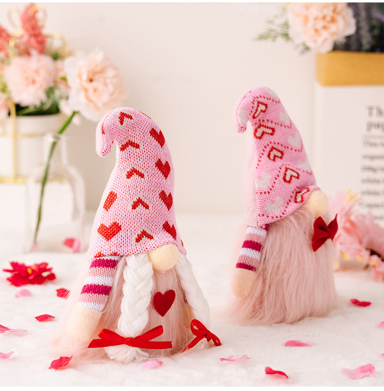 Pink Love Faceless Gnomes Plush Valentine Heart Doll Decoration Anime Plush Toys Rudolph And Me Ornament