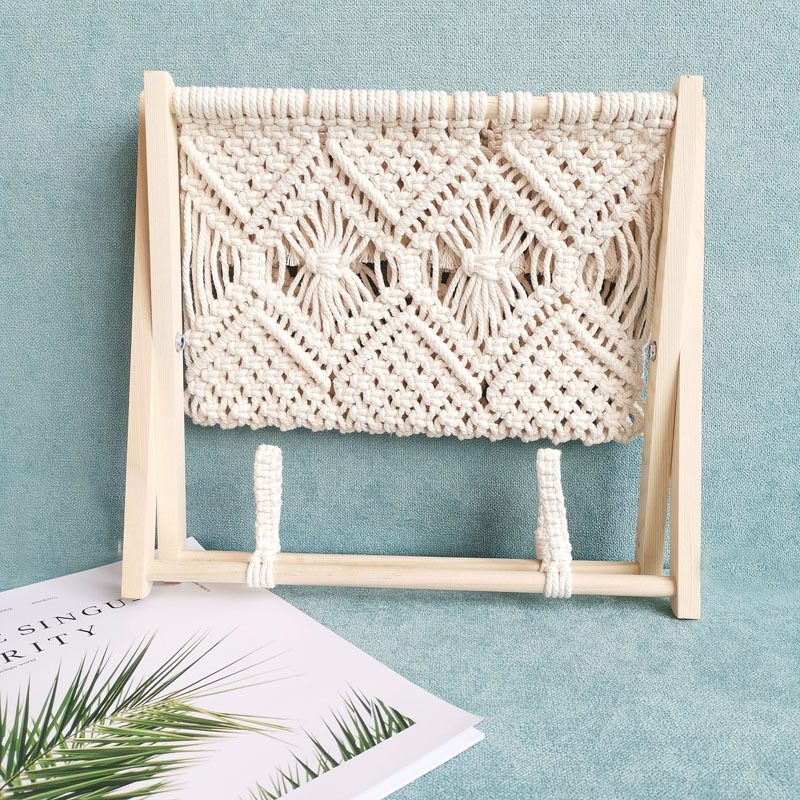 Macrame Boho Magazine Rack Holder Boho Shelves Decor for Towel Books Newspapers