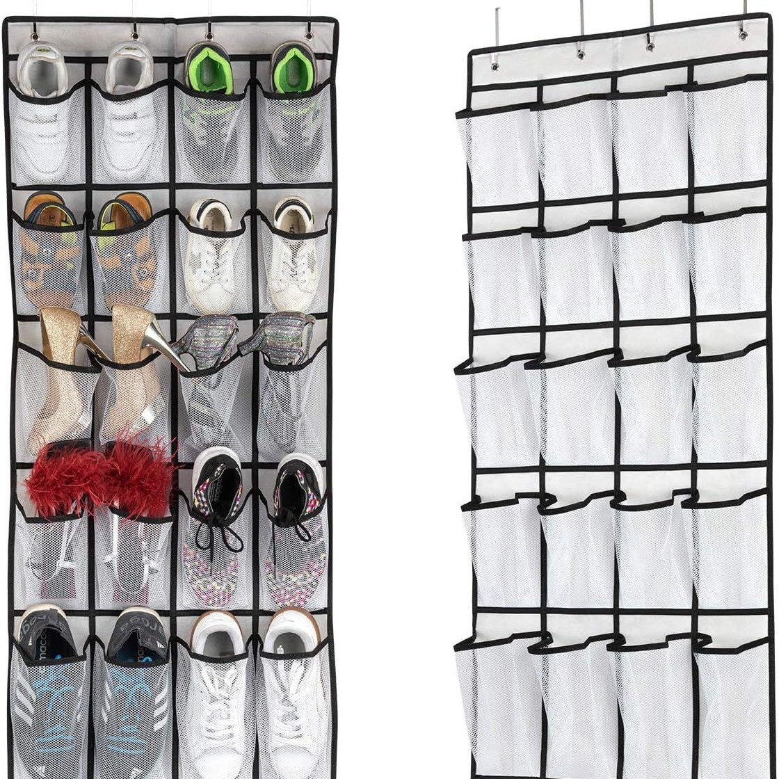 Door Hanging Shoes Organizer with Clear Mesh Pockets for Kitchen Cabinet Pantry Closet Bedroom Bathroom