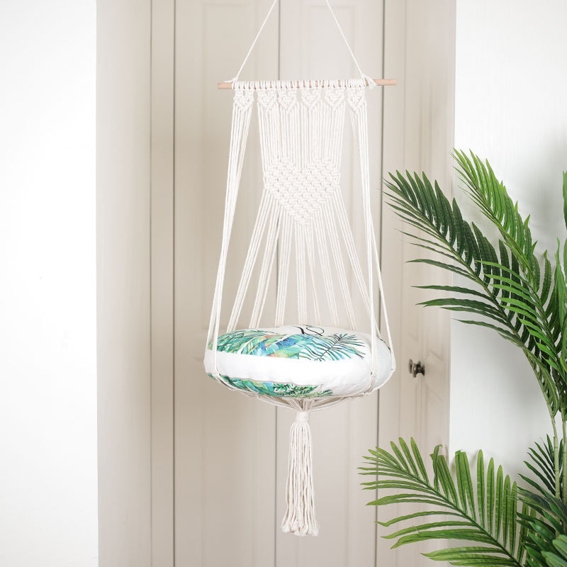 Boho Macrame Cat Hammock Swing Bed for Cat Dog, Macrame Wall Hanging Pet Hammock